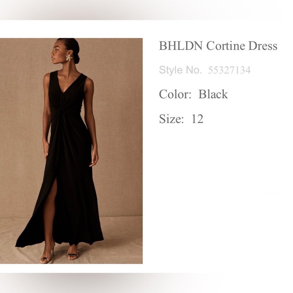 BHLDN Black Cortine Dress NWT